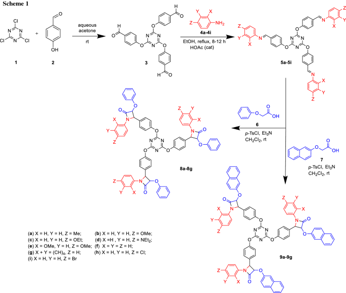 Synthesis And Evaluation Of Biological Activities Of Tripodal Imines And B Lactams Attached To The 1 3 5 Triazine Nucleus Springerlink