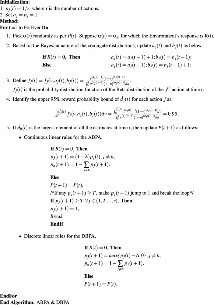 The Design Of Absorbing Bayesian Pursuit Algorithms And The Formal Analyses Of Their E Optimality Springerlink