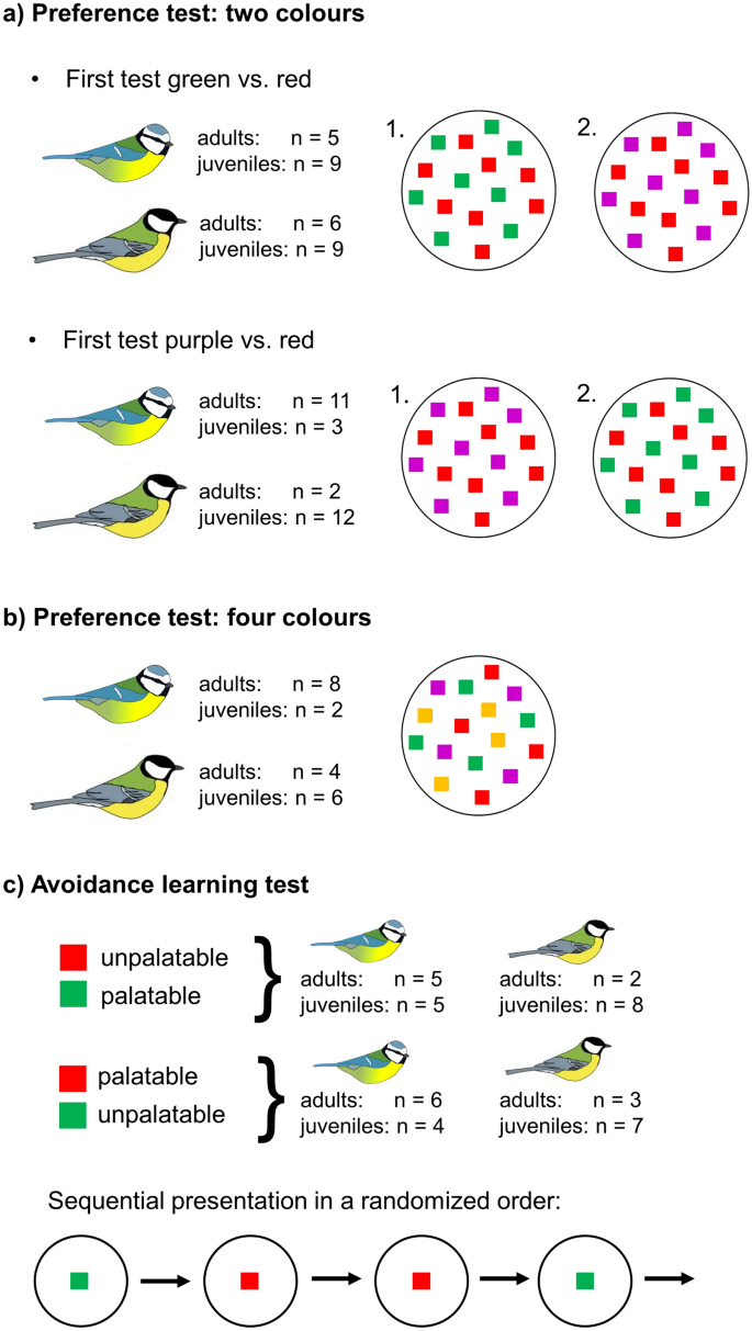 Seeing red? Colour biases of foraging birds are context dependent 