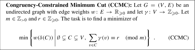 A New Contraction Technique With Applications To Congruency Constrained Cuts Springerlink