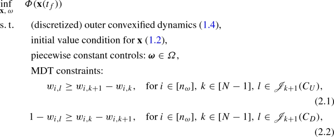 Mixed Integer Optimal Control Under Minimum Dwell Time Constraints Springerlink