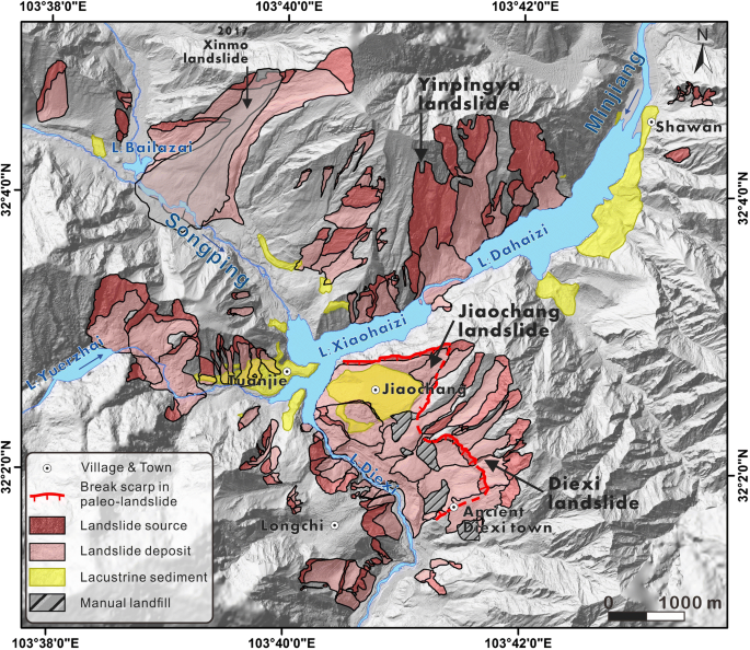 Landslides and fluvial response to landsliding induced by the 1933 Diexi  earthquake, Minjiang River, eastern Tibetan Plateau | SpringerLink