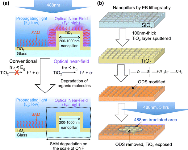 Novel sub-100 nm surface chemical modification by optical near-field induced photocatalytic reaction