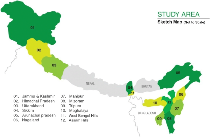 Himalayan States In India Map Alien Plant Invasion In The Indian Himalayan Region: State Of Knowledge And  Research Priorities | Springerlink