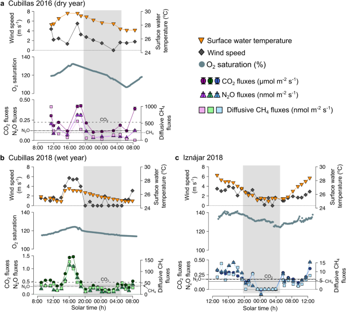 Higher emissions of carbon dioxide, nitrous oxide, and methane during ...