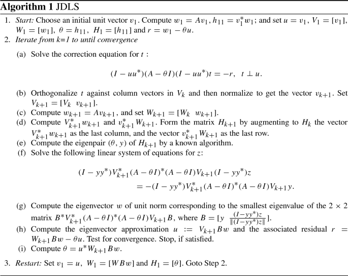 The Least Squares And Line Search In Extracting Eigenpairs In Jacobi Davidson Method Springerlink