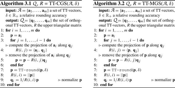 Tensor Train Format On some orthogonalization schemes in Tensor Train format | BIT ...