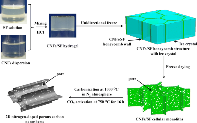 2d Nitrogen Doped Porous Carbon Nanosheets Derived From Cellulose Nanofiber Silk Fibroin Nanohybrid Cellular Monoliths With Promising Capacitive Performance Springerlink