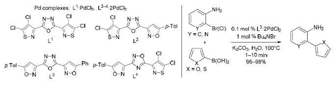 3 5 5 Arylisoxazol 3 Yl 4 5 Dichloroisothiazol 3 Yl Substituted 1 2 4 And 1 3 4 Oxadiazoles Synthesis Palladium Complexes And Catalysis Of Suzuki Reactions In Aqueous Media Springerlink