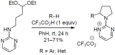 Synthesis Of 2 Pyrrolidin 1 Yl Pyrimidines By Reactions Of N 4 4 Diethoxybutyl Pyrimidin 2 Amine With Hetero Aromatic C Nucleophiles Springerlink