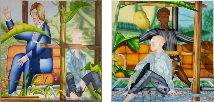 split-screen illustration showing day in the life comparison between status quo frustration and solution satisfaction with contrasting color schemes