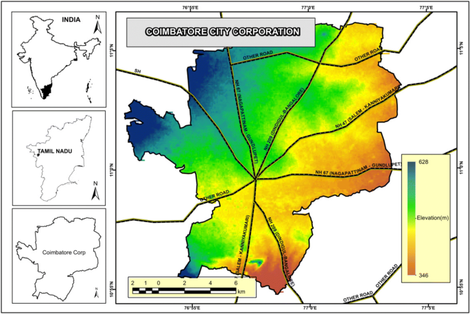 Coimbatore Industrial Area Map Land-Use/Cover Change In Coimbatore Urban Area (Tamil Nadu, India)—A Remote  Sensing And Gis-Based Study | Springerlink