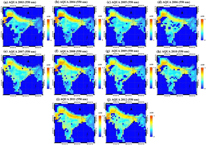 Study Of Aerosol Optical Depth Using Satellite Data Modis Aqua Over Indian Territory And Its Relation To Particulate Matter Concentration Springerlink