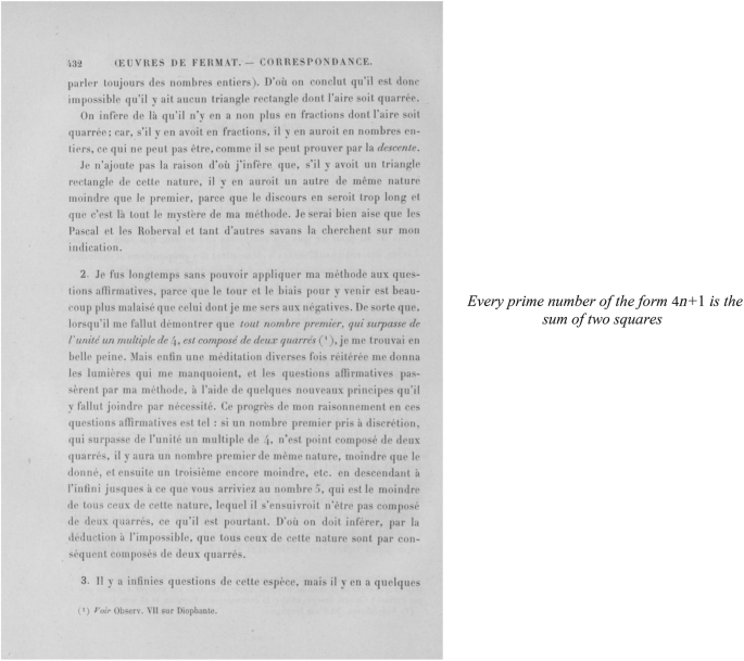 Historical And Foundational Details On The Method Of Infinite Descent Every Prime Number Of The Form 4 N 1 Is The Sum Of Two Squares Springerlink