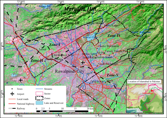 Grid Reference Of Islamabad Urban Growth Sustainability Of Islamabad, Pakistan, Over The Last 3  Decades: A Perspective Based On Object-Based Backdating Change Detection |  Springerlink