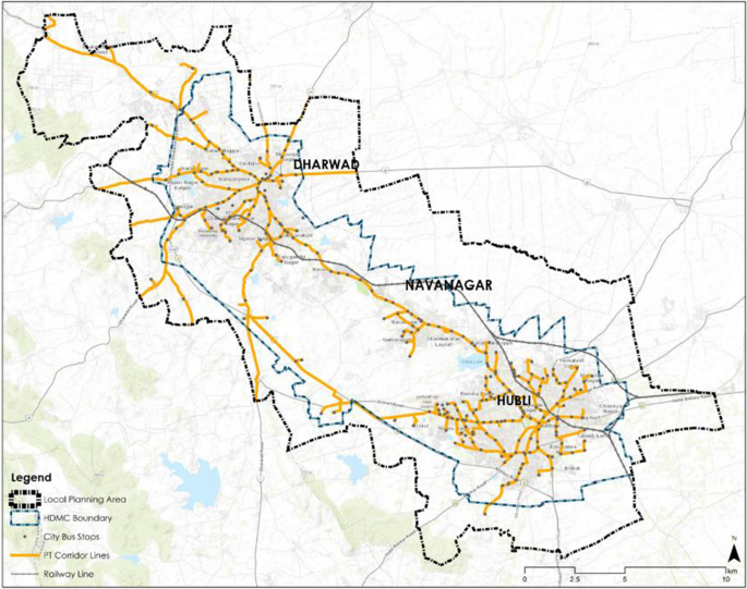 Dharwad City Survey Map Visualising Public Transport Accessibility To Inform Urban Planning Policy  In Hubli-Dharwad, India | Springerlink