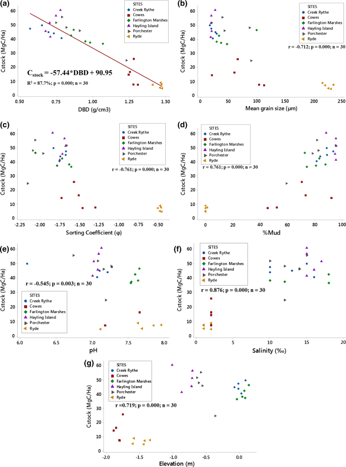 Environmental drivers of sediment carbon storage in temperate 