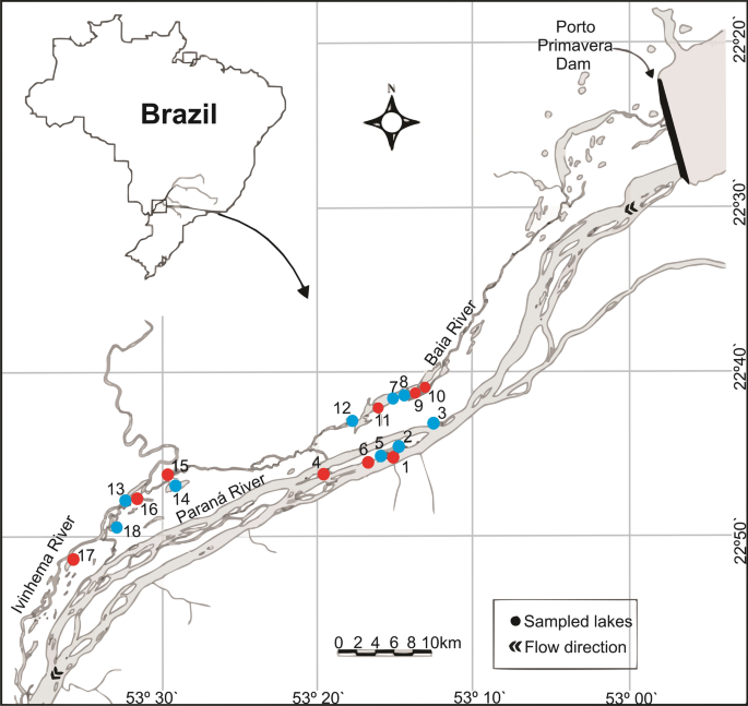 Study area and sampling lakes in the Upper Paraná River Floodplain