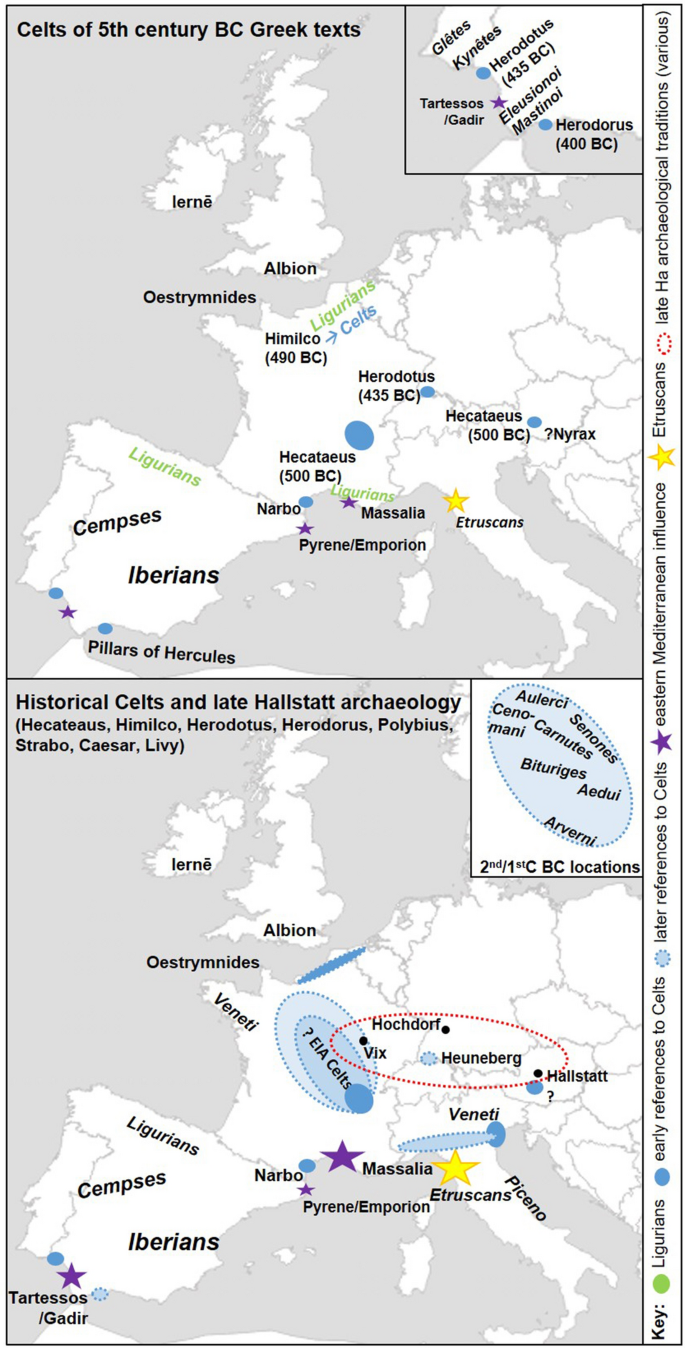 Celtic warriors from northwestern and northern Iberia. A: with spears