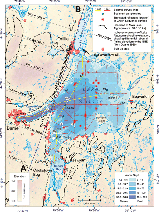 lake simcoe map with depths Quaternary Features Beneath Lake Simcoe Ontario Canada Drumlins Tunnel Channels And Records Of Proglacial To Postglacial Closed And Overflowing Lakes Springerlink lake simcoe map with depths
