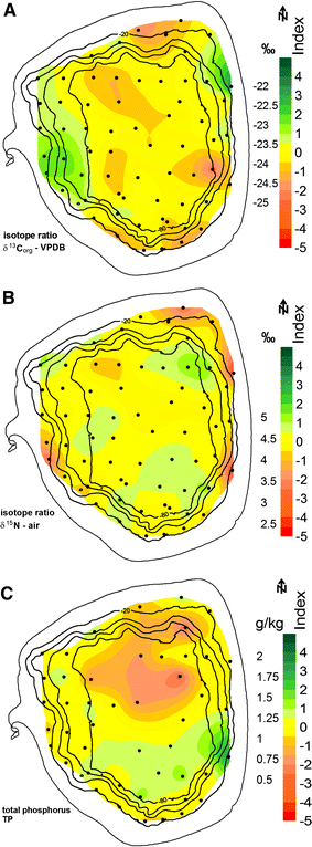 Bathymetric map of Laguna Potrok Aike with positions of obtained