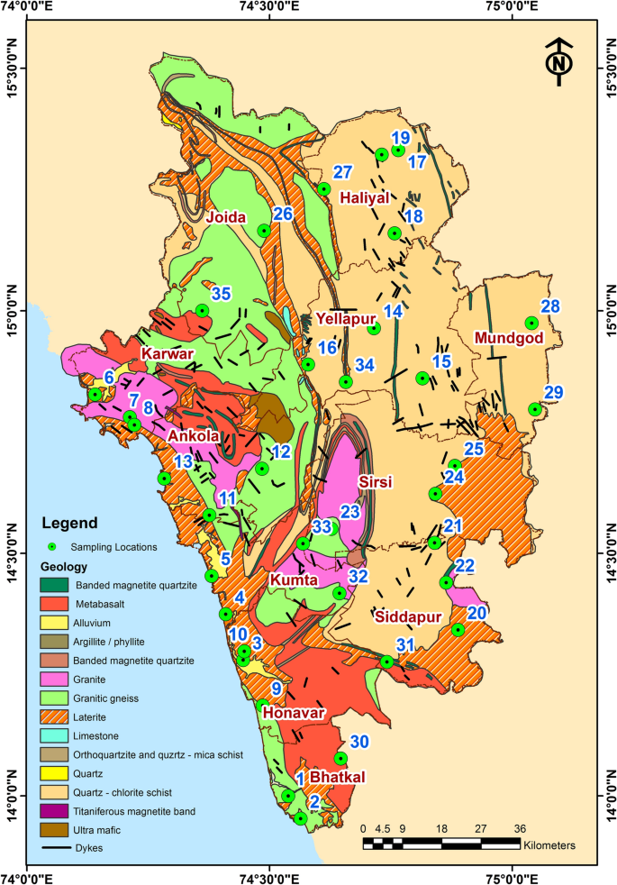 Honnavar In Karnataka Map Estimation Of Natural Radioactivity And Assessment Of Radiation Hazard  Indices In Soil Samples Of Uttara Kannada District, Karnataka, India |  Springerlink