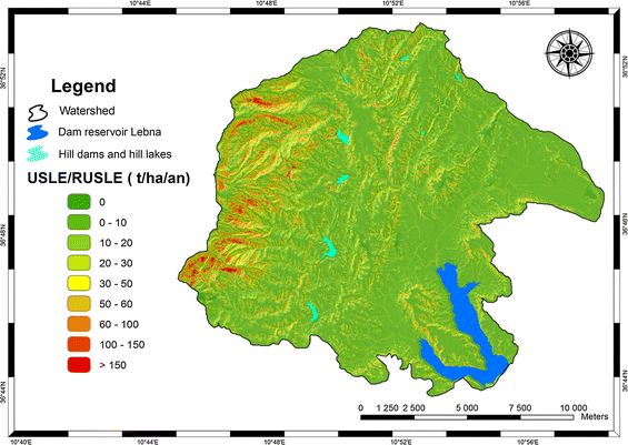 A Gis Based Soil Erosion Prediction Using The Revised Universal Soil Loss Equation Rusle Lebna Watershed Cap Bon Tunisia Springerlink