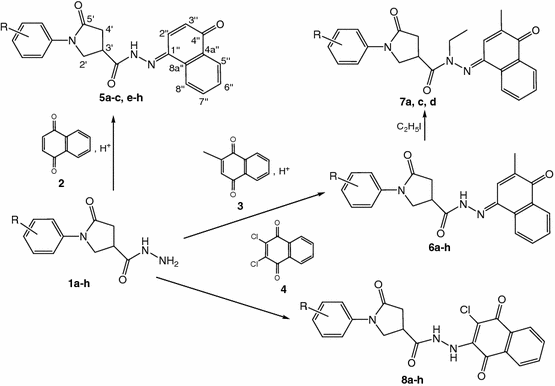 Reactions Of 5 Oxo 1 Phenylpyrrolidine 3 Carbohydrazides With 1 4 Naphthoquinone Derivatives And The Properties Of The Obtained Products Springerlink
