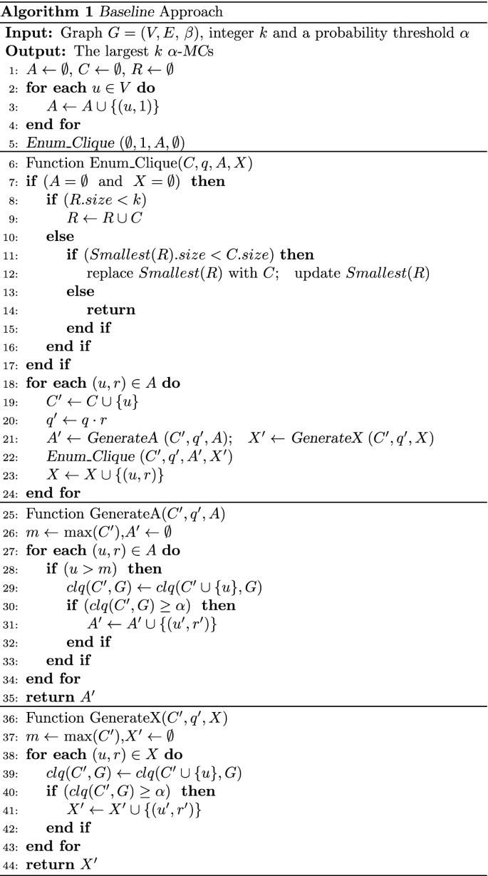 Index-based top k α-maximal-clique enumeration over uncertain graphs | The  Journal of Supercomputing