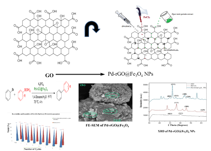 Biogenic Synthesis of Magnetic Palladium Nanoparticles Decorated Over  Reduced Graphene Oxide Using Piper Betle Petiole Extract (Pd-rGO@Fe3O4 NPs)  as Heterogeneous Hybrid Nanocatalyst for Applications in Suzuki-Miyaura  Coupling Reactions of Biphenyl ...