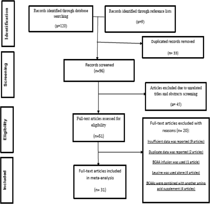 Effect of BCAA supplementation on central fatigue, energy metabolism  substrate and muscle damage to the exercise: a systematic review with  meta-analysis | SpringerLink
