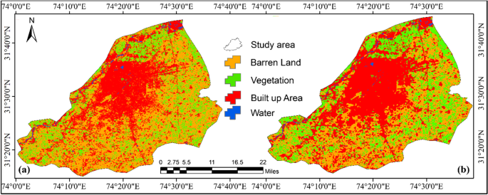 Modeling spatio-temporal assessment of land use land cover of Lahore and  its impact on land surface temperature using multi-spectral remote sensing  data | SpringerLink
