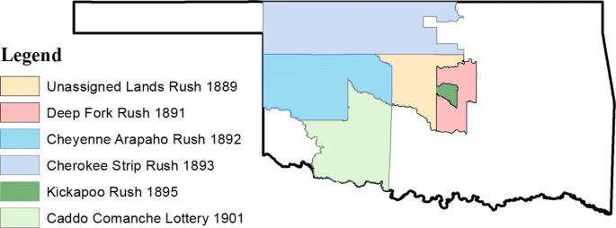 Oklahoma Land Rush Map How Many Rushed During The Oklahoma Land Openings? | Springerlink