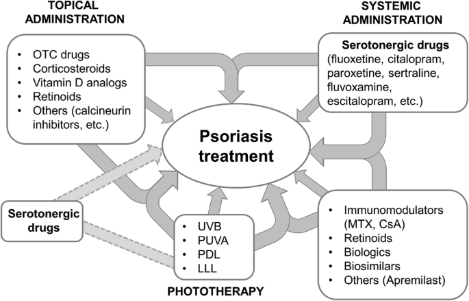 Current and Future Therapies for Psoriasis with a Focus on Serotonergic  Drugs | SpringerLink