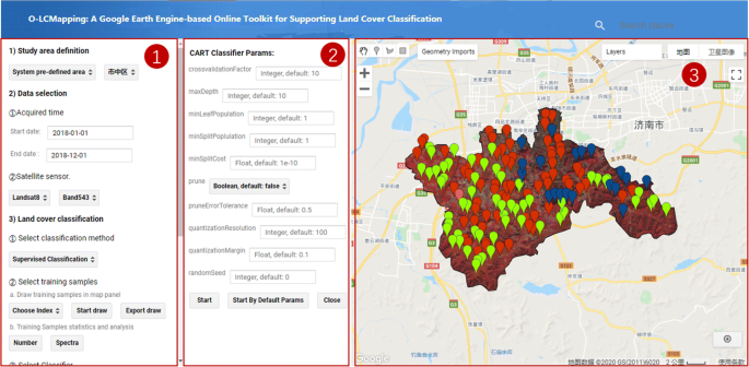 Programming interface of Google Earth Engine©. The red polygon is