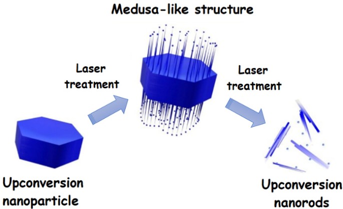 Pulsed laser reshaping and fragmentation of upconversion nanoparticles —  from hexagonal prisms to 1D nanorods through “Medusa”-like structures |  SpringerLink