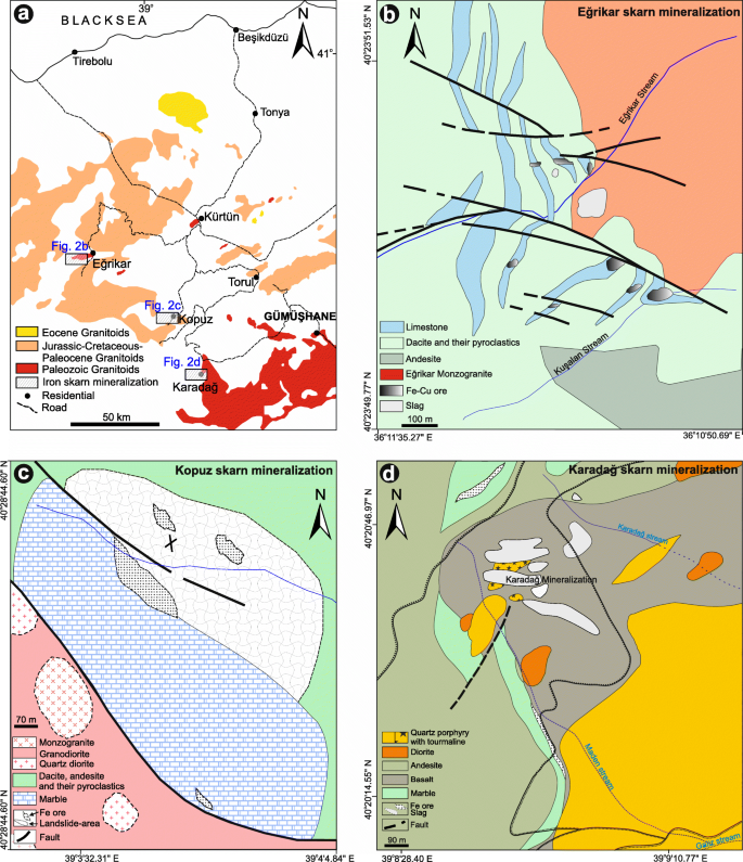 Geochemical Composition Of Magnetite From Different Iron Skarn Mineralizations In Ne Turkey Implication For Source Of Ore Forming Fluids Springerlink