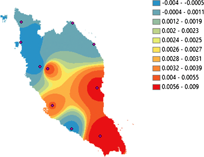 Spatiotemporal analysis of temperature data trends in Peninsular 