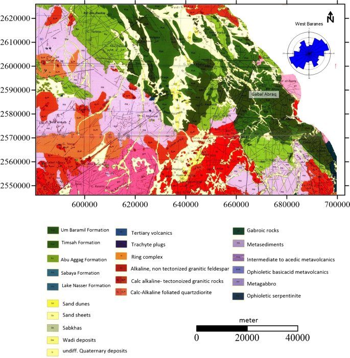 a Geologic map of the environs of the gold deposits and