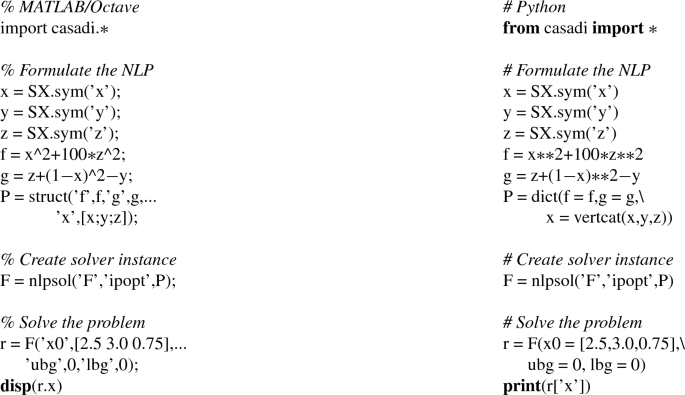 CasADi: a software framework for nonlinear optimization and optimal control  | SpringerLink