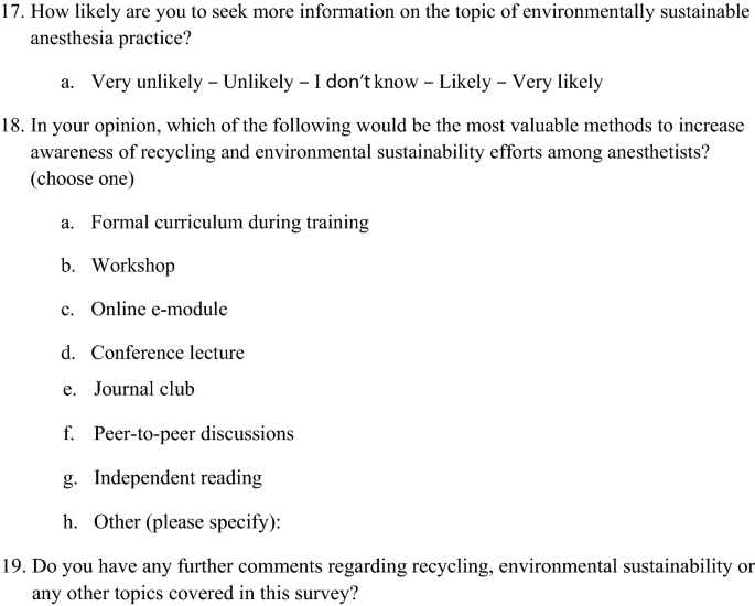 A National Survey On Attitudes And Barriers On Recycling And Environmental Sustainability Efforts Among Canadian Anesthesiologists An Opportunity For Knowledge Translation Springerlink