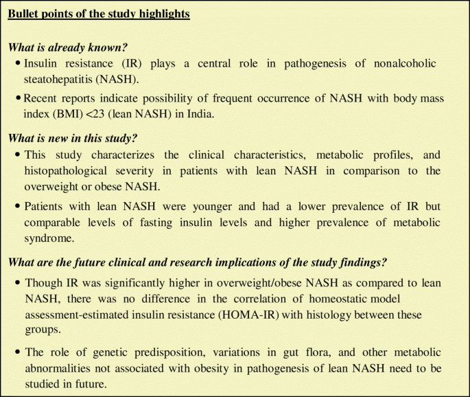 Correlation Between Insulin Resistance And Liver Histology In Patients With Nonalcoholic Steatohepatitis With And Without Obesity Springerlink