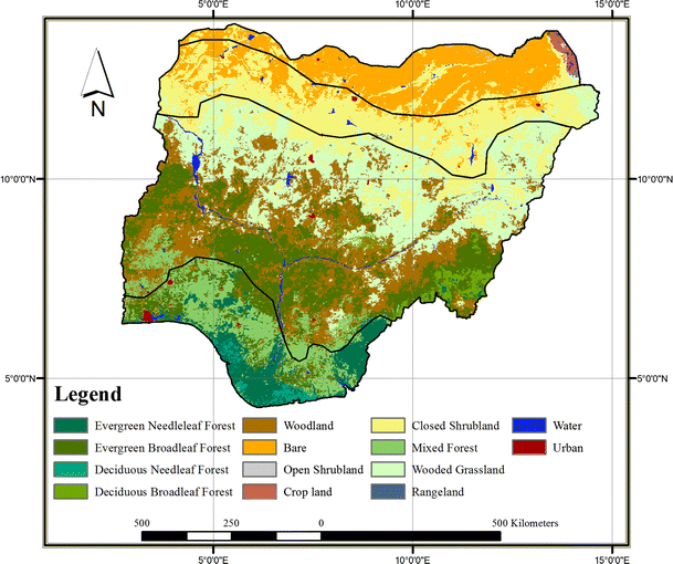 Map Of Vegetation In Nigeria Vegetation Dynamics In Relation With Climate Over Nigeria From 1982 To 2011  | Springerlink