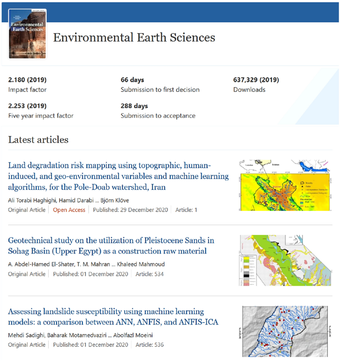 Environmental Earth Sciences Progress Report And Outlook 21 Springerlink