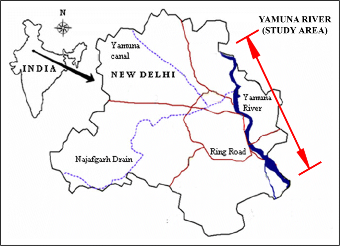 River Yamuna In India Map Pollution Mapping Of Yamuna River Segment Passing Through Delhi Using  High-Resolution Geoeye-2 Imagery | Springerlink