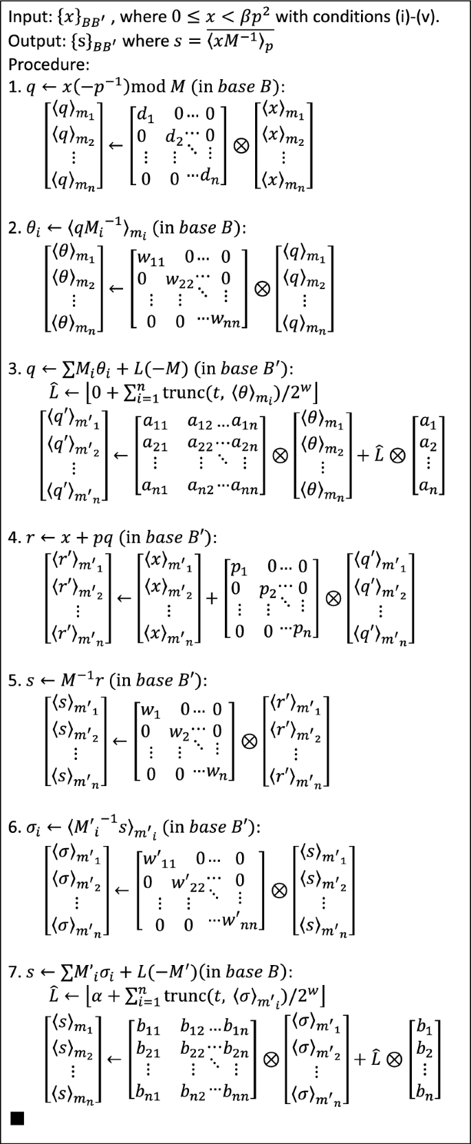 Rns Montgomery Reduction Algorithms Using Quadratic Residuosity Springerlink