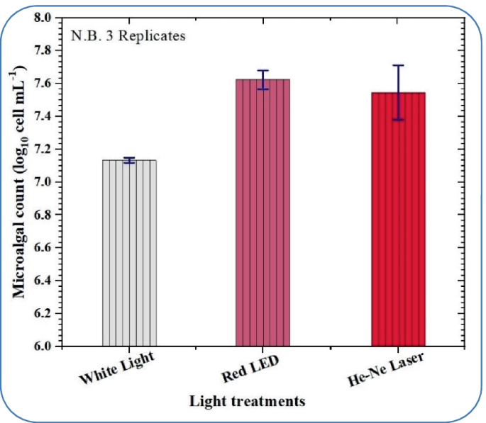 Photobiostimulation of green microalga Chlorella sorokiniana using He–Ne  red laser radiation for increasing biodiesel production | SpringerLink