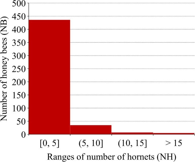 Number of forager honey bees flying as function of the number of hornets