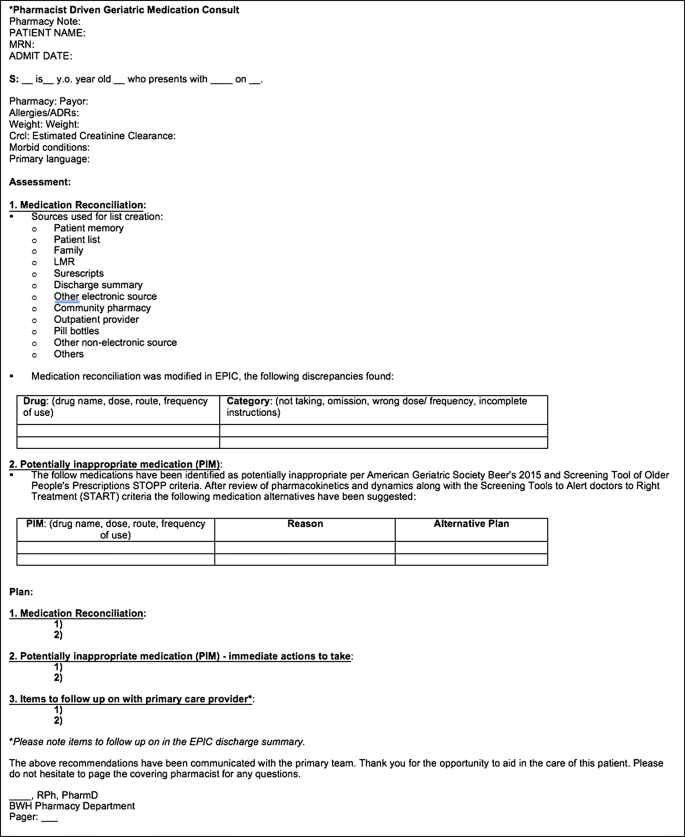 Effect Of A Pharmacist Driven Medication Management Intervention Among Older Adults In An Inpatient Setting Springerlink