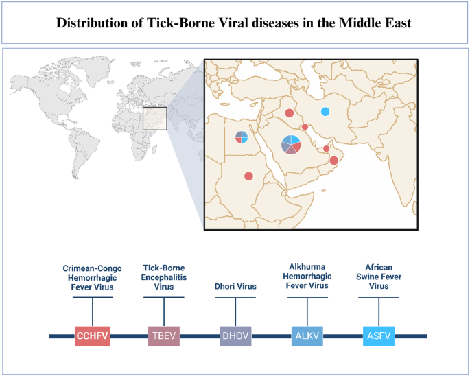 Diagram illustrating tick-borne virus threats.